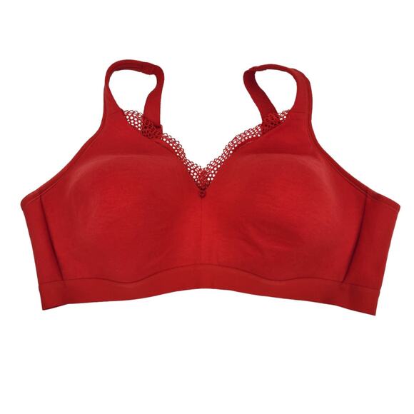 Cacique Lightly Lined Lace Detail No-Wire Red Full Coverage Bra Size 42D - Picture 1 of 5